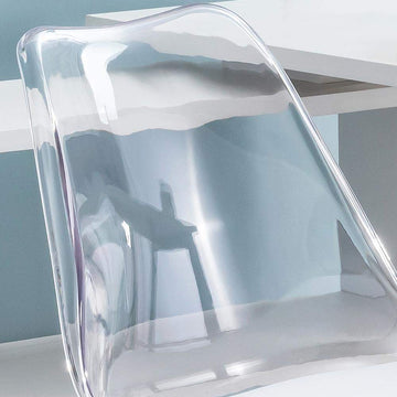 Modern Swivel Office Chair Clear Plastic Desk Chair with Adjustable Height in White-Furniture,Office Chairs,Office Furniture